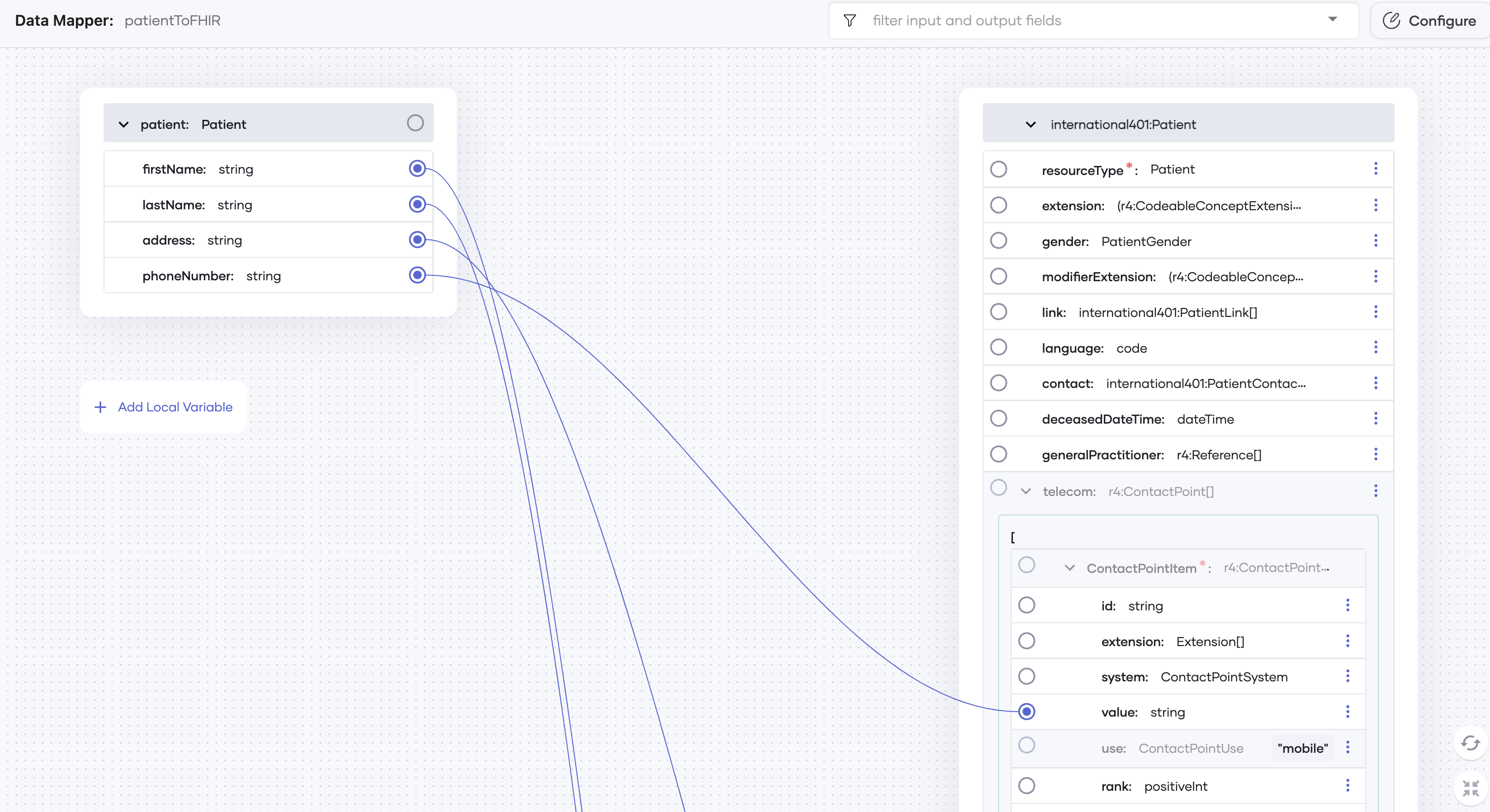 Ballerina visual data mapping